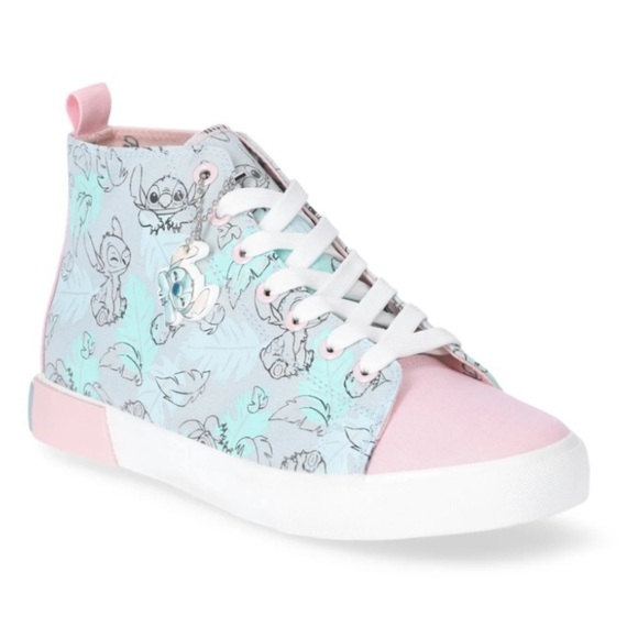 🆕 Disney Stitch High-Top Sneakers From Lilo and Stitch Pink Gray Blue Size 8 - Picture 1 of 9
